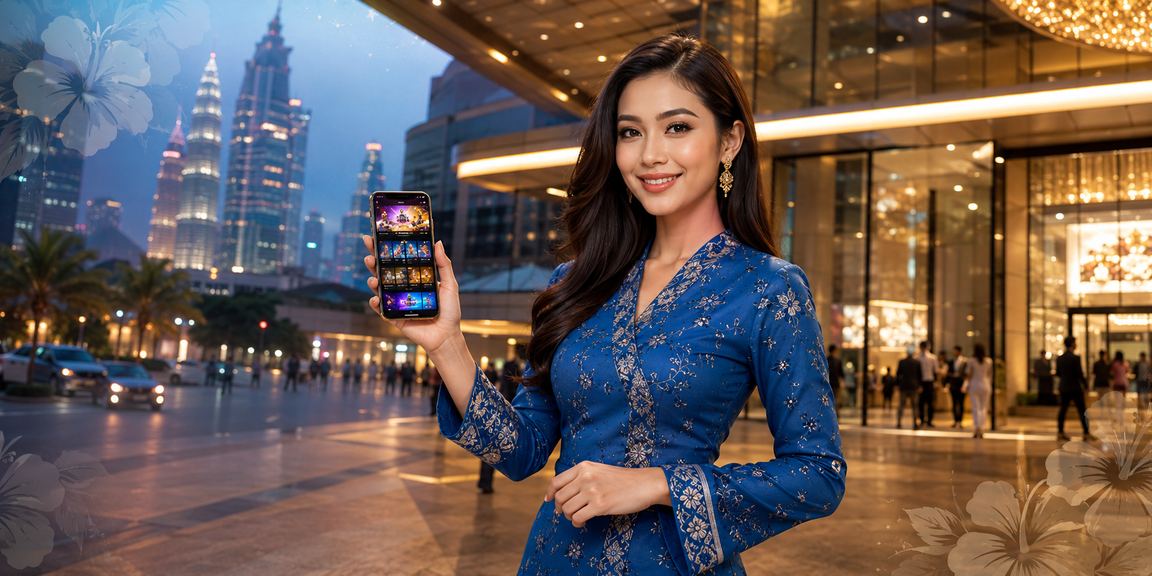 Wanita berbaju kurung membuat deposit mudah alih di Kuala Lumpur